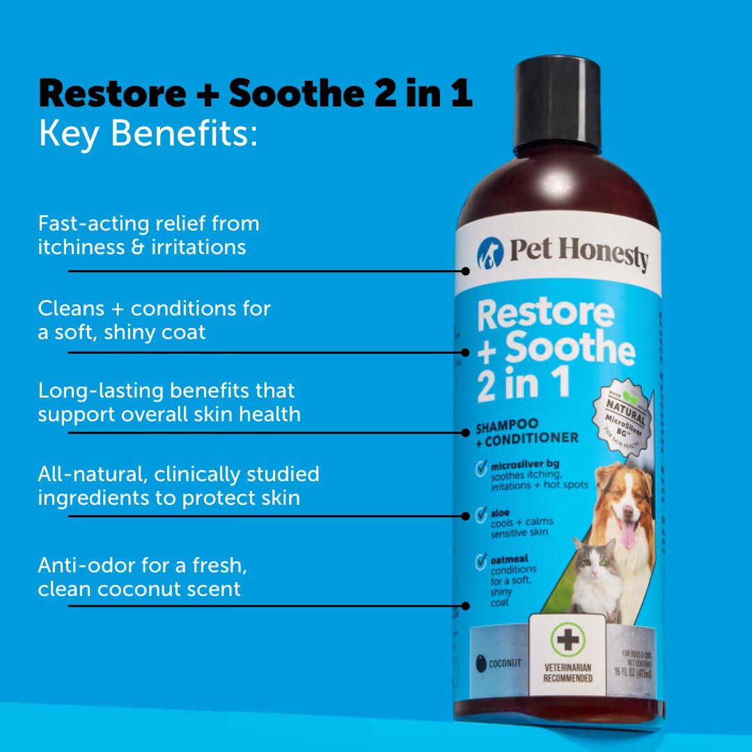 Pet Honesty Chlorhexidine Cat & Dog Shampoo, for Allergies, Itching, Dog Skin and Coat Supplement, Helps Shedding, Hot Spots, Deodorizing Dog Shampoo, Dog Grooming Supplies,16oz