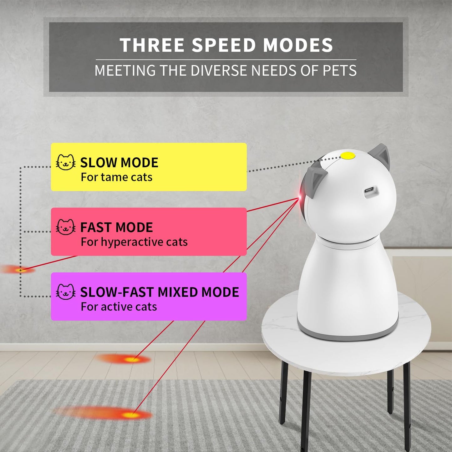 Laser Cat Toys for Indoor Cats,The 4th Generation Real Random Trajectory Motion Activated Rechargeable Automatic Cat Laser Toy,Interactive Cat Toys for Bored Indoor Adult Cats/Kittens/Dogs