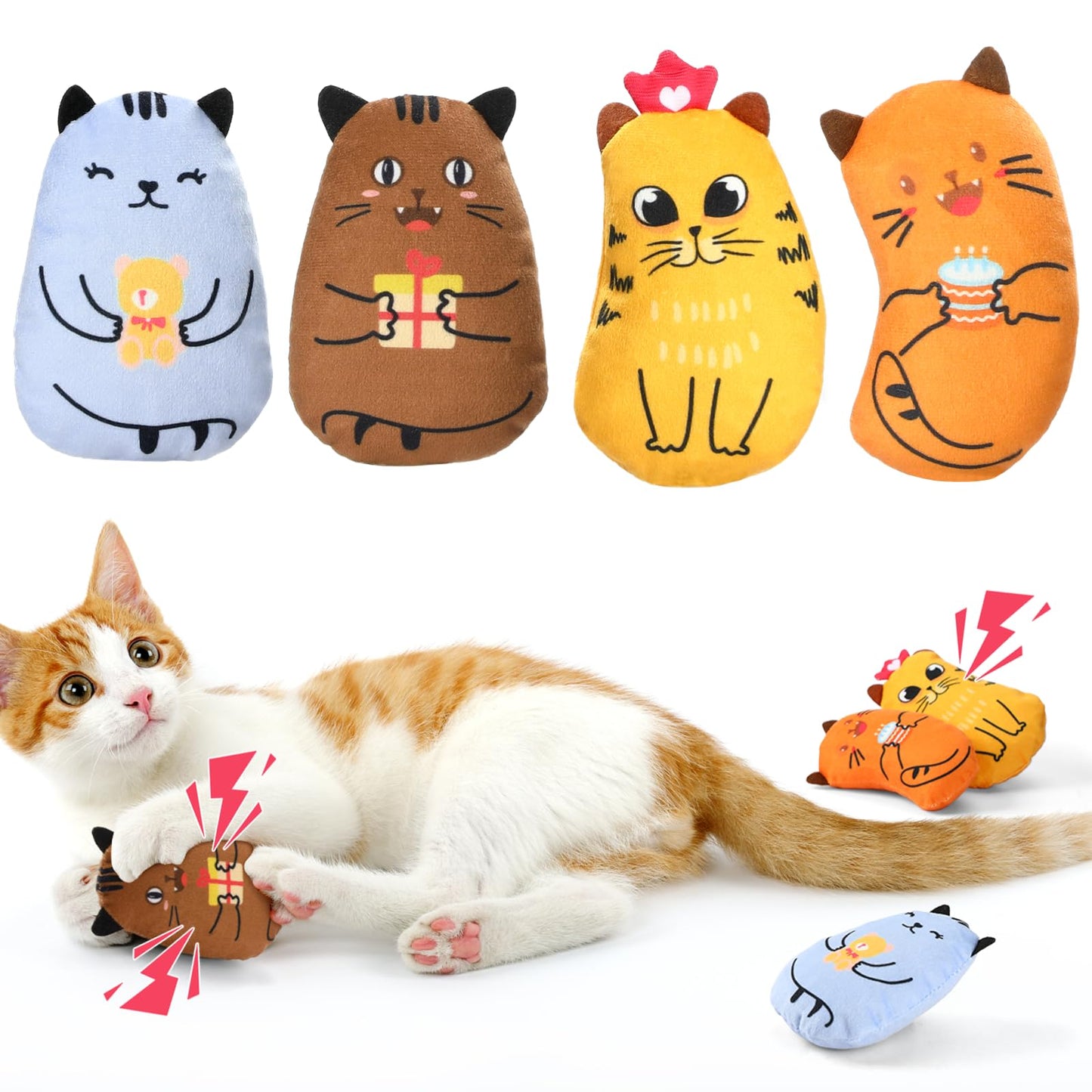 Legendog 5Pcs Bite Resistant Catnip Toy for Cats,Catnip Filled Cartoon Mice Cat Teething Chew Toy