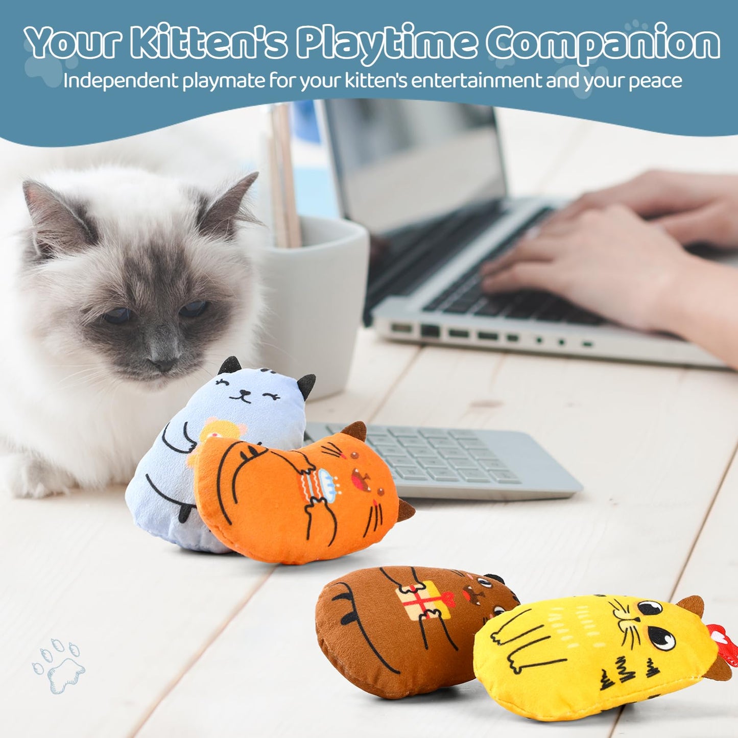Legendog 5Pcs Bite Resistant Catnip Toy for Cats,Catnip Filled Cartoon Mice Cat Teething Chew Toy