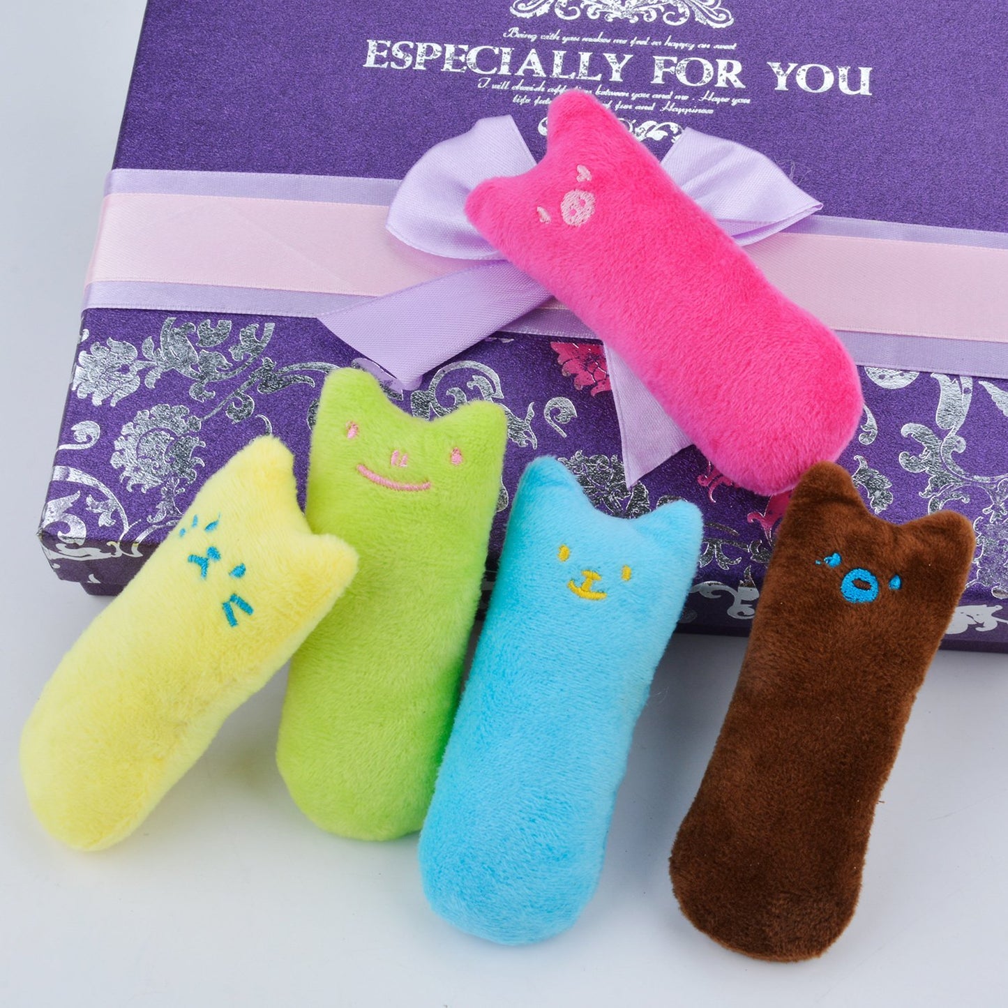 Legendog 5Pcs Bite Resistant Catnip Toy for Cats,Catnip Filled Cartoon Mice Cat Teething Chew Toy
