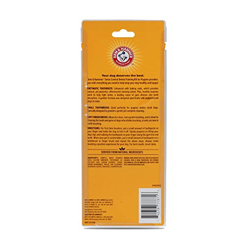 Arm & Hammer for Pets Tartar Control Kit for Dogs | Contains Toothpaste, Toothbrush & Fingerbrush | Reduces Plaque & Tartar Buildup | Safe for Puppies, 3-Piece , Beef Flavor