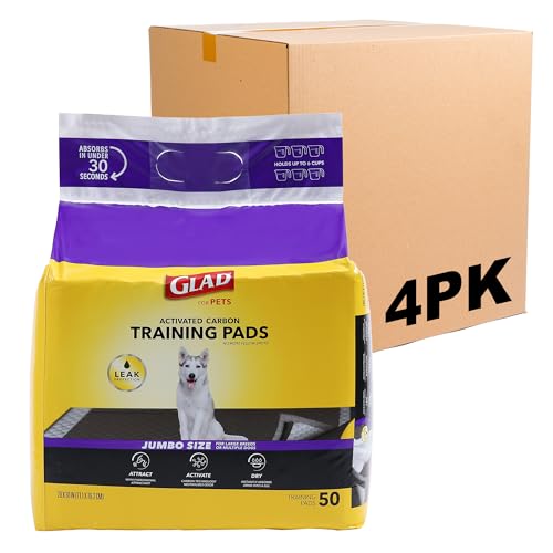 Glad for Pets Extra Large Charcoal Dog Training Pads - Absorbent Disposable Pee Pads for Dogs, Cats & Puppies - Jumbo-Size Potty Pads that Neutralize Urine Instantly - 30 Count Pet Supplies