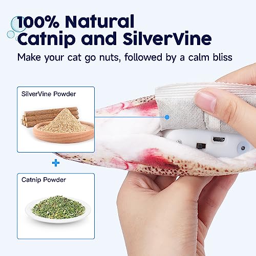 Potaroma Cat Toys Flopping Fish with SilverVine and Catnip, Moving Cat Kicker, Floppy Wiggle Fish for Small Dogs, Interactive Motion Kitten Exercise Toys, Mice Animal Toys 10.5"