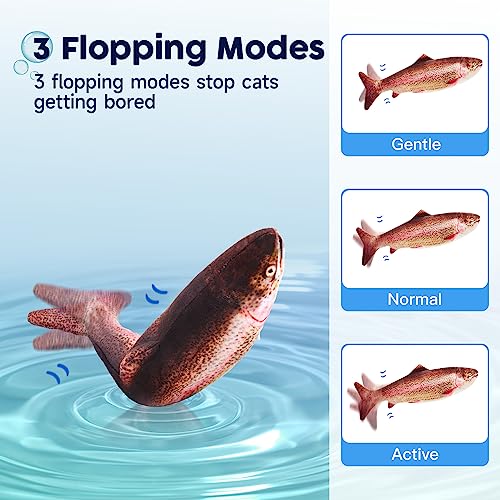 Potaroma Cat Toys Flopping Fish with SilverVine and Catnip, Moving Cat Kicker, Floppy Wiggle Fish for Small Dogs, Interactive Motion Kitten Exercise Toys, Mice Animal Toys 10.5"