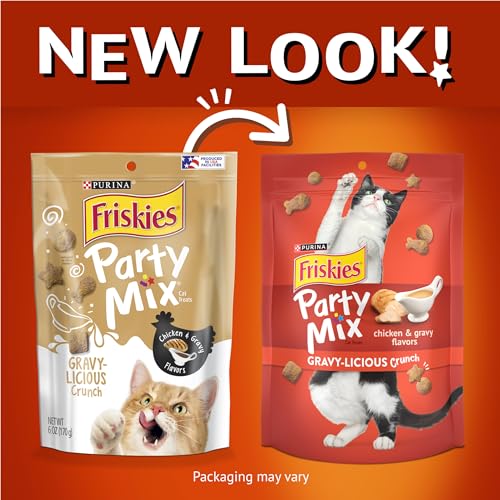 Purina Friskies Natural Cat Treats Party Mix Natural Yums With Real Salmon and Added Vitamins, Minerals and Nutrients - 20 oz. Canister