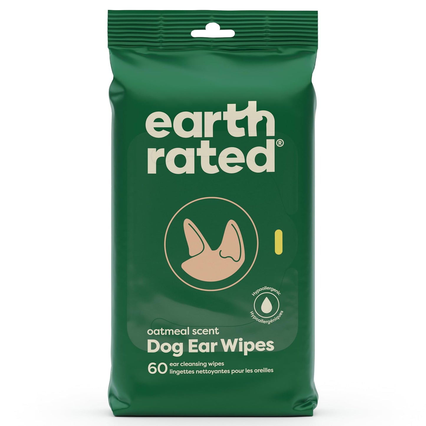 Earth Rated Textured Pet Wipes for Dogs & Cats, Cleaning and Odor-Controlling Grooming Wipes for Paws, Body, and Butt, Unscented, 100 Count