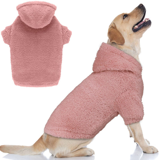 Fuzzy Dog Hoodie Dog Sweater Dog Clothes Warm Soft Dog Coats Hooded Sweatshirt Fleece Dog Hoodies for Large Dogs Dog Sweaters for Extra Large Dogs(Pink-XL)