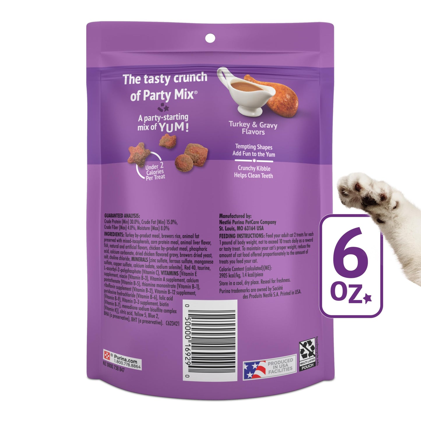 Purina Friskies Natural Cat Treats Party Mix Natural Yums With Real Salmon and Added Vitamins, Minerals and Nutrients - 20 oz. Canister