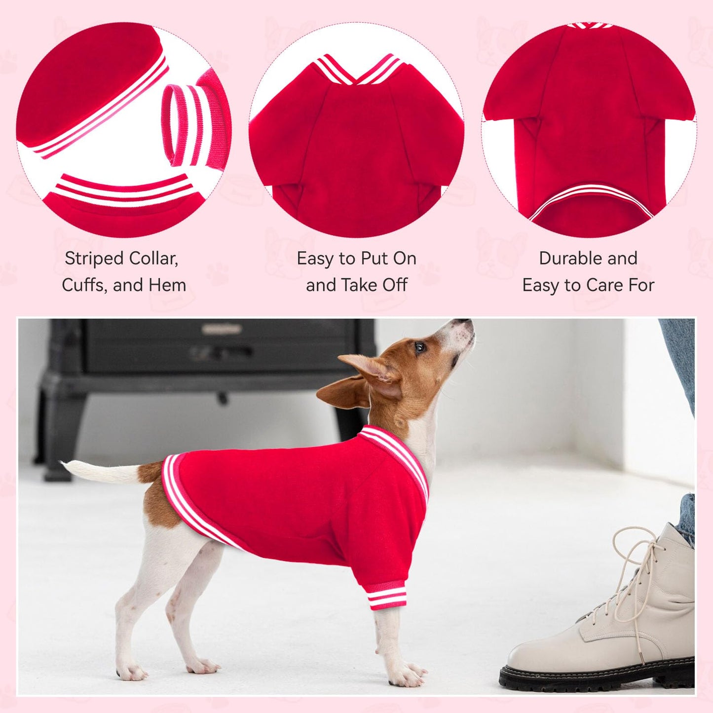 Dog Sweater Brushed Fleece Dog Clothes Baseball Jacket Soft Warm Dog Sweatshirt Dog Sweaters for Small Dogs Dog Sweaters for Medium Dogs Boy Girl Pet(Black-S/M)