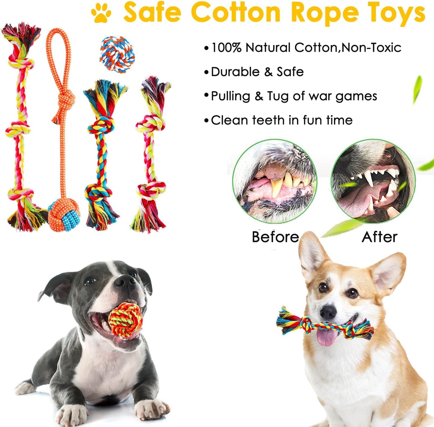 Dog Puppy Toys 25 Pack, Puppy Chew Toys for Fun and Teeth Cleaning, Dog Squeak Toys,Treat Dispenser Ball, Tug of War Toys, Puppy Teething Toys, Dog Rope Toys Pack for Puppy to Small Dogs