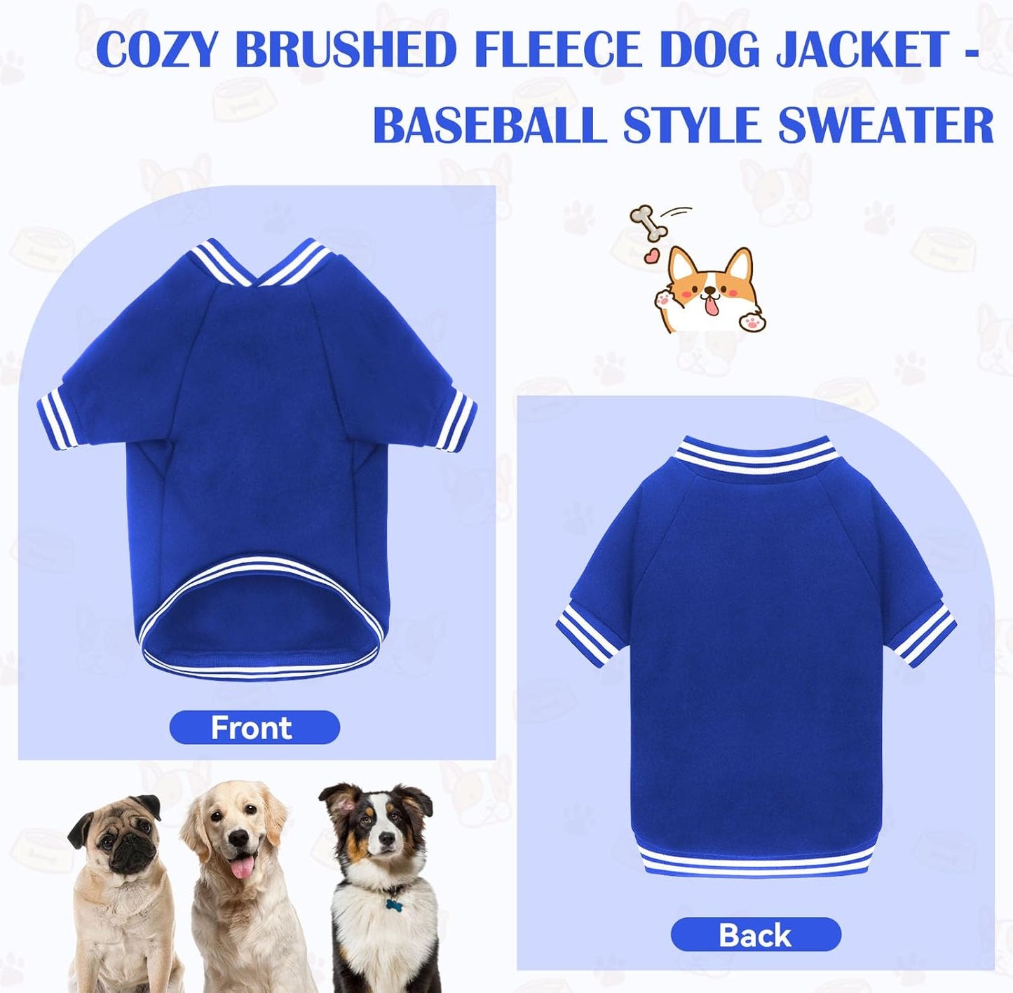 Dog Sweater Brushed Fleece Dog Clothes Baseball Jacket Soft Warm Dog Sweatshirt Dog Sweaters for Small Dogs Dog Sweaters for Medium Dogs Boy Girl Pet(Black-S/M)