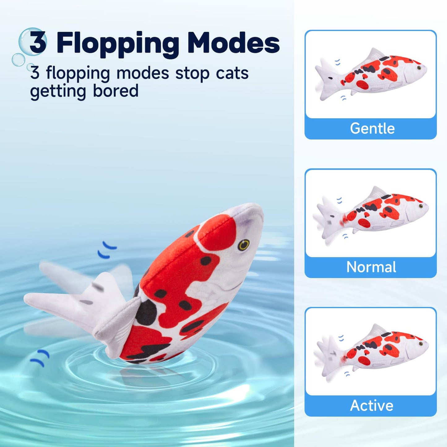 Potaroma Cat Toys Flopping Fish with SilverVine and Catnip, Moving Cat Kicker, Floppy Wiggle Fish for Small Dogs, Interactive Motion Kitten Exercise Toys, Mice Animal Toys 10.5"