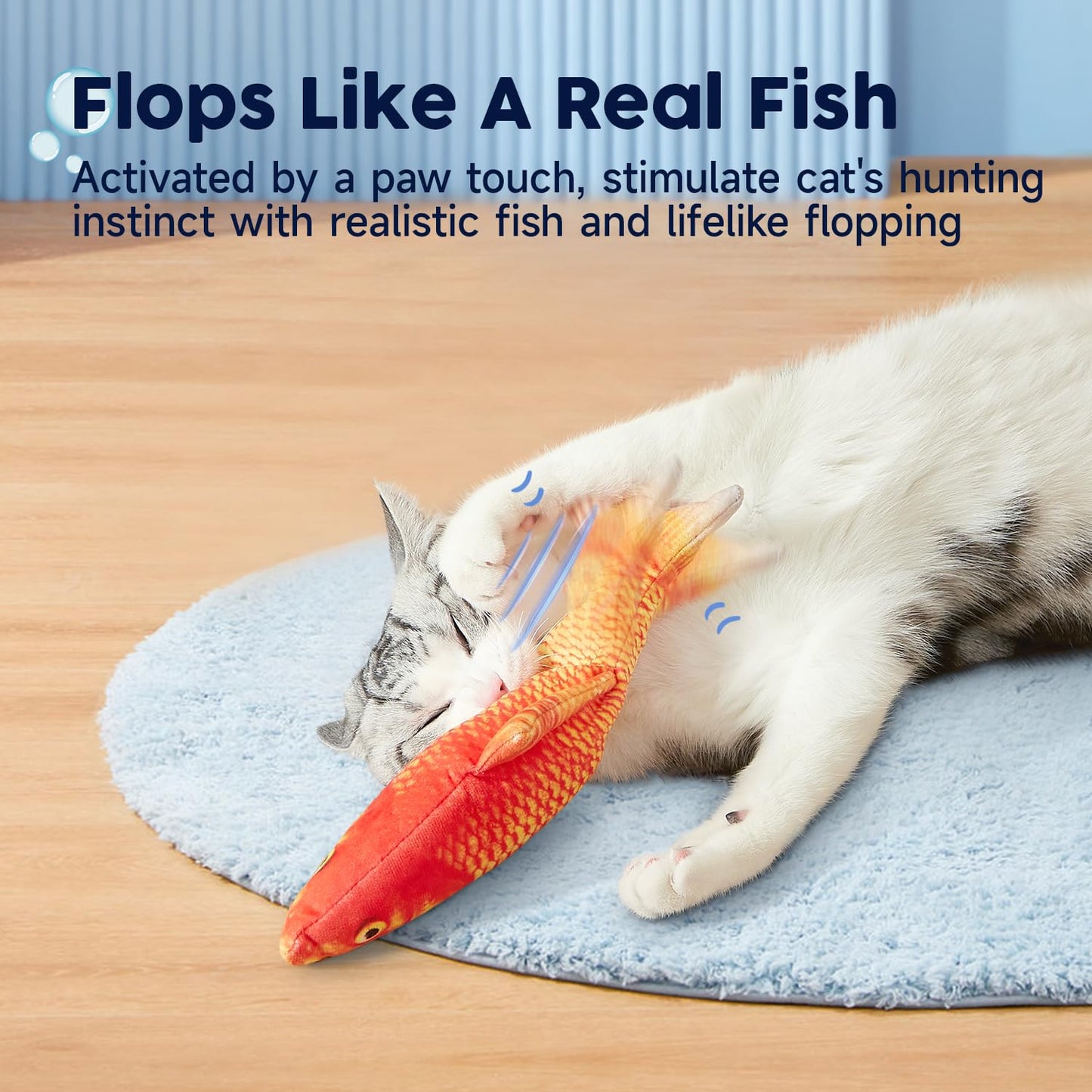 Potaroma Cat Toys Flopping Fish with SilverVine and Catnip, Moving Cat Kicker, Floppy Wiggle Fish for Small Dogs, Interactive Motion Kitten Exercise Toys, Mice Animal Toys 10.5"