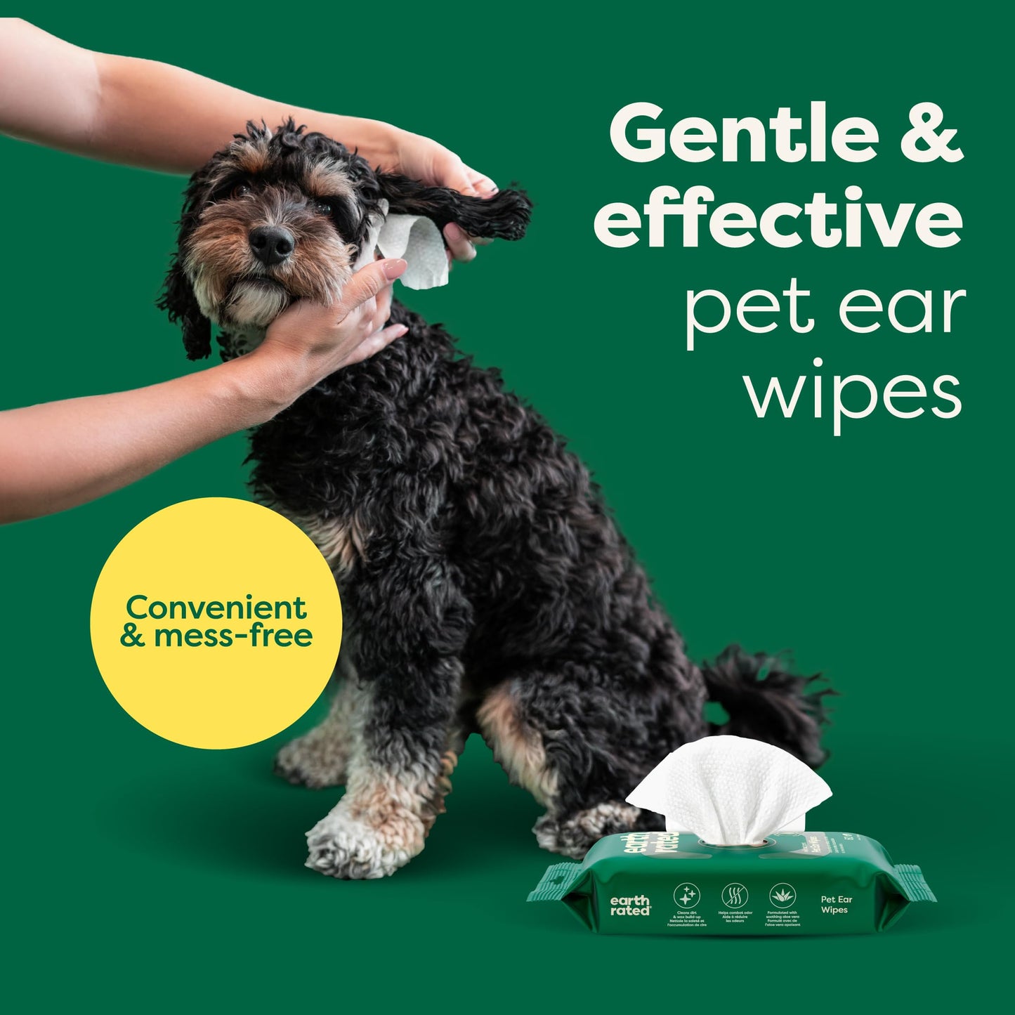 Earth Rated Textured Pet Wipes for Dogs & Cats, Cleaning and Odor-Controlling Grooming Wipes for Paws, Body, and Butt, Unscented, 100 Count