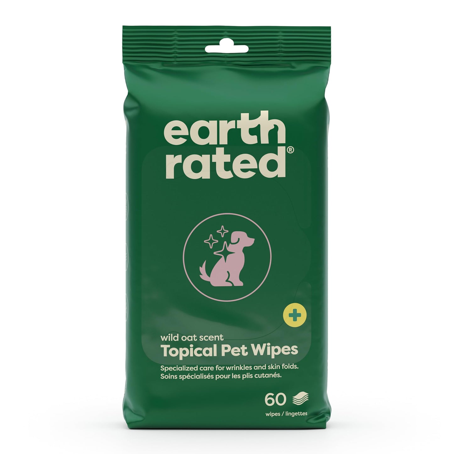 Earth Rated Textured Pet Wipes for Dogs & Cats, Cleaning and Odor-Controlling Grooming Wipes for Paws, Body, and Butt, Unscented, 100 Count