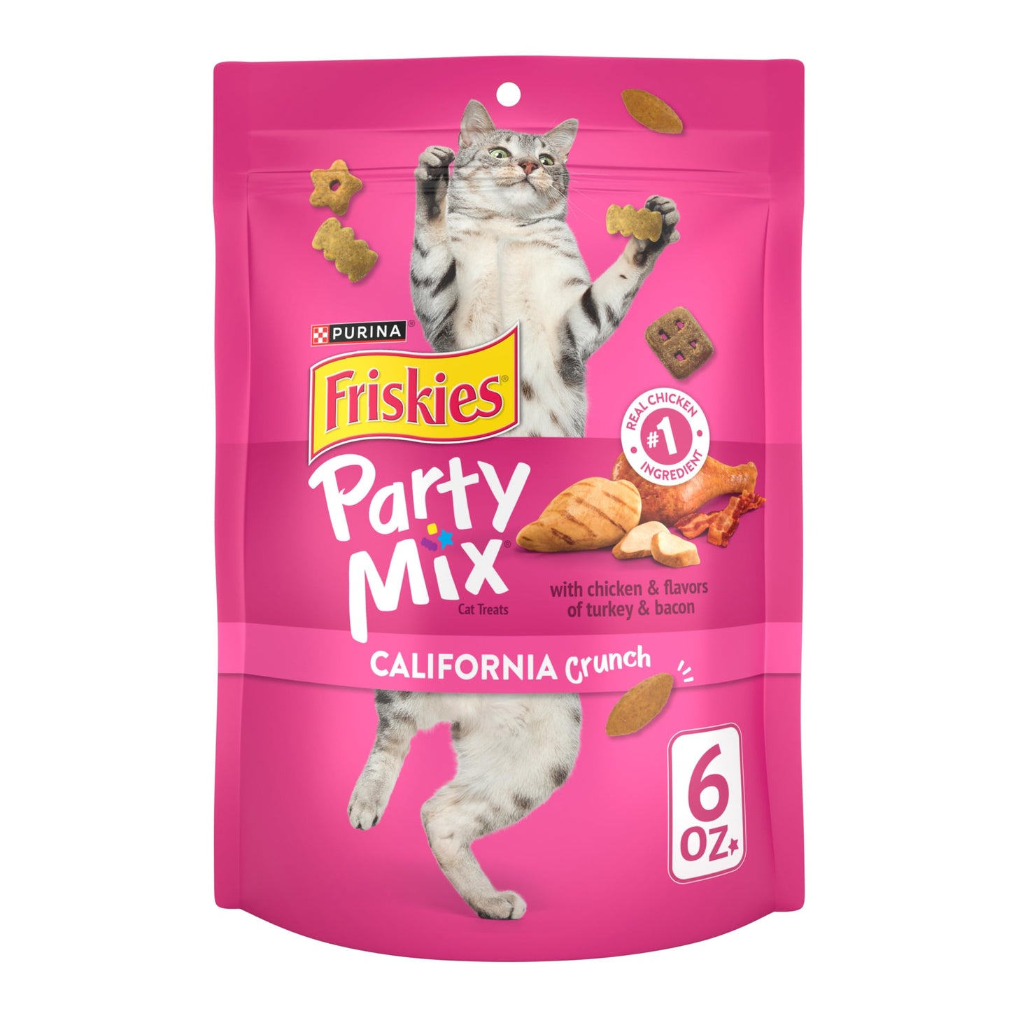 Purina Friskies Natural Cat Treats Party Mix Natural Yums With Real Salmon and Added Vitamins, Minerals and Nutrients - 20 oz. Canister