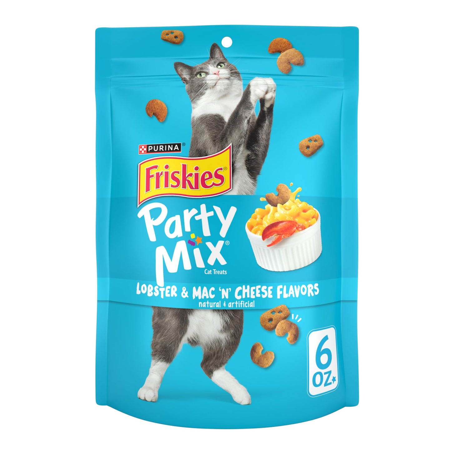 Purina Friskies Natural Cat Treats Party Mix Natural Yums With Real Salmon and Added Vitamins, Minerals and Nutrients - 20 oz. Canister