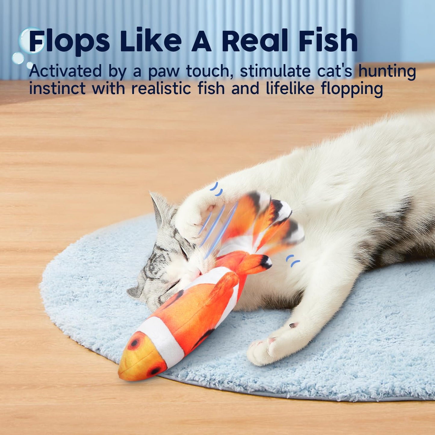 Potaroma Cat Toys Flopping Fish with SilverVine and Catnip, Moving Cat Kicker, Floppy Wiggle Fish for Small Dogs, Interactive Motion Kitten Exercise Toys, Mice Animal Toys 10.5"