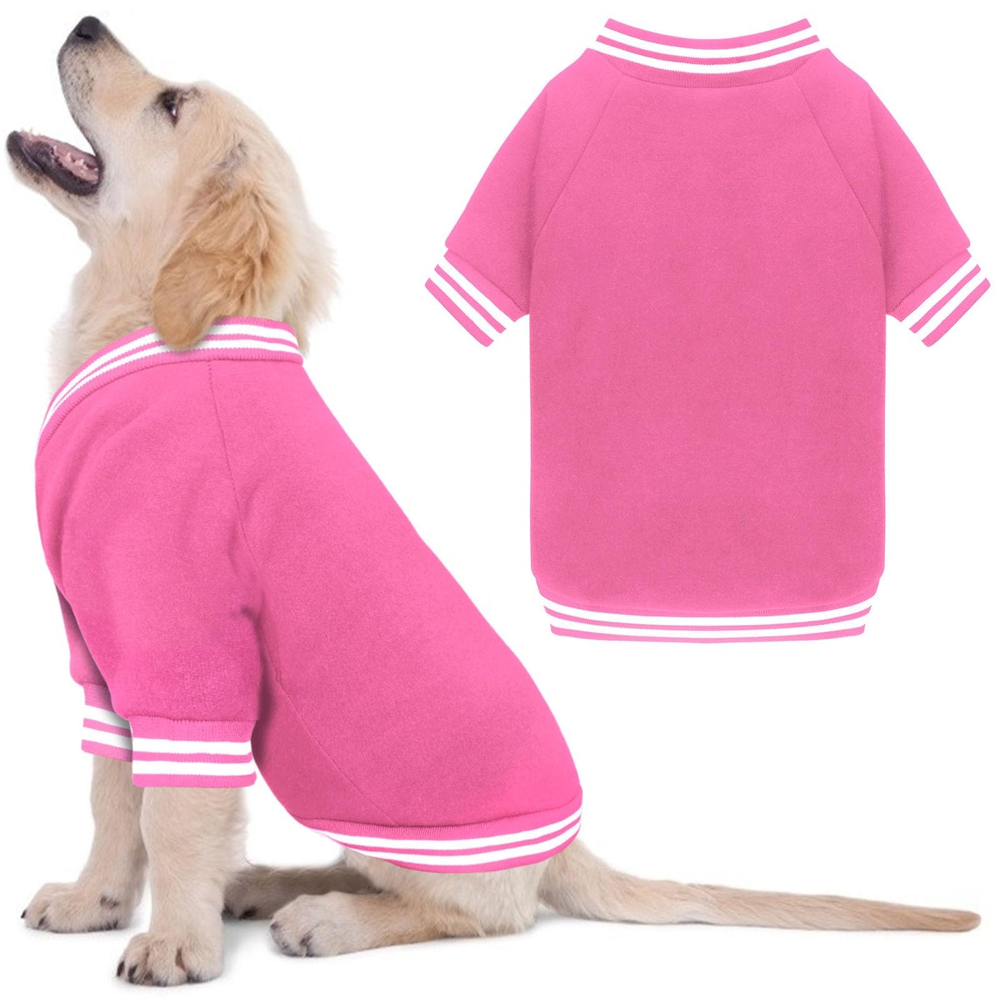 Dog Sweater Brushed Fleece Dog Clothes Baseball Jacket Soft Warm Dog Sweatshirt Dog Sweaters for Small Dogs Dog Sweaters for Medium Dogs Boy Girl Pet(Black-S/M)