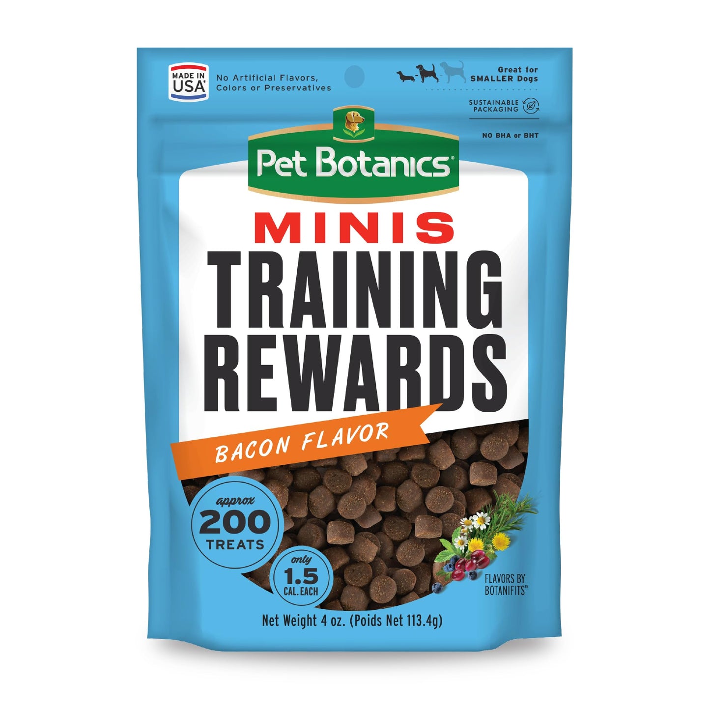 Pet Botanics Training Rewards Treats for Dogs, Made with Real Pork Liver, Focuses, Motivates, Rewards, Speeds Up Learning Curve, No BHA, BHT, Ethoxyquin, Bacon, 20 oz (1 pack)