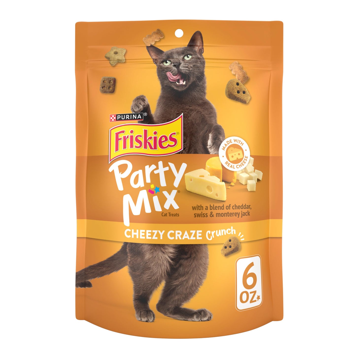 Purina Friskies Natural Cat Treats Party Mix Natural Yums With Real Salmon and Added Vitamins, Minerals and Nutrients - 20 oz. Canister