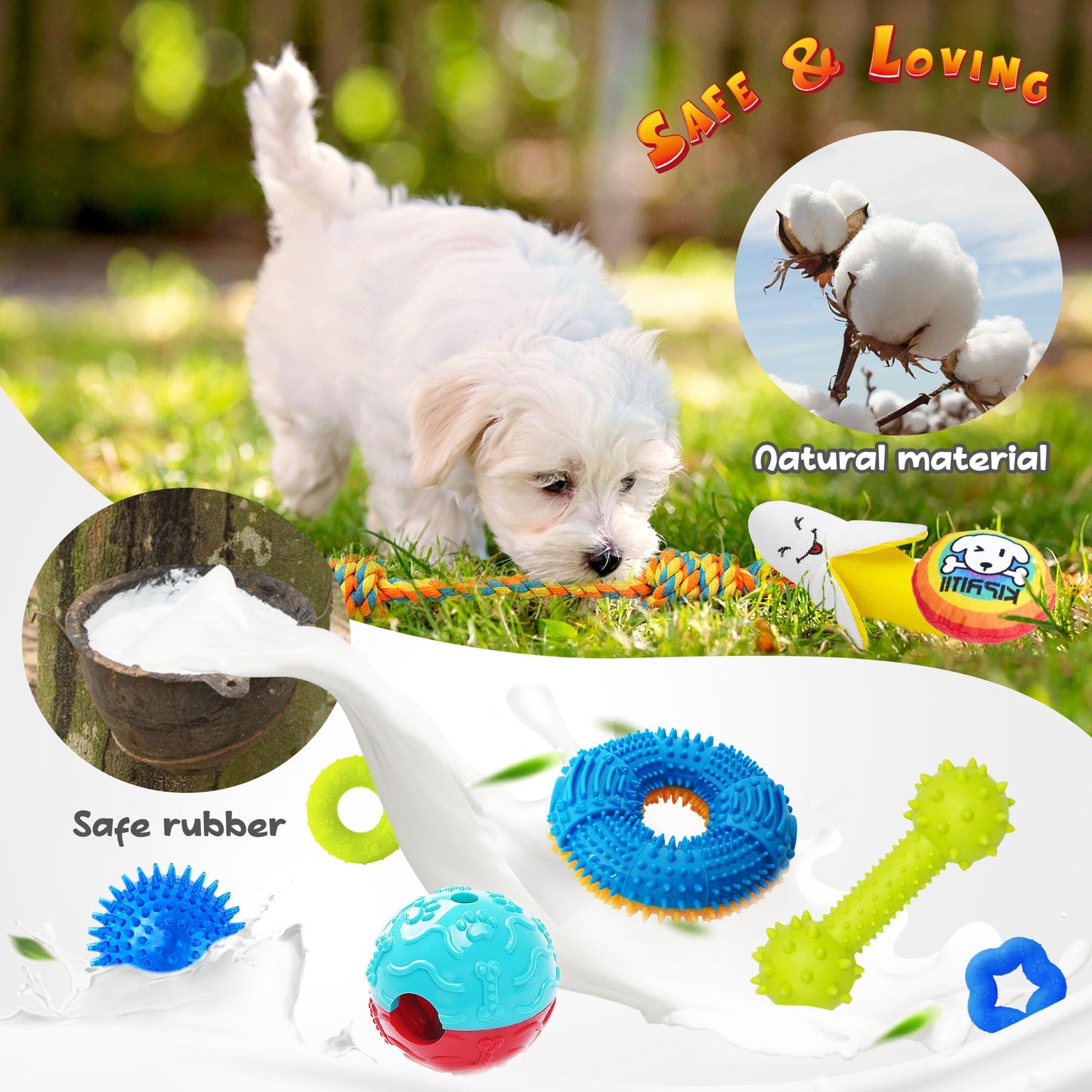 KIPRITII 25 Pack Various Puppy Dog Toys for Teething, Entertainment & Interaction, Puppy Chew Toys Pack with Rope Toys, Treat Balls and Dog Squeaky Toys for Puppy & Small Dogs