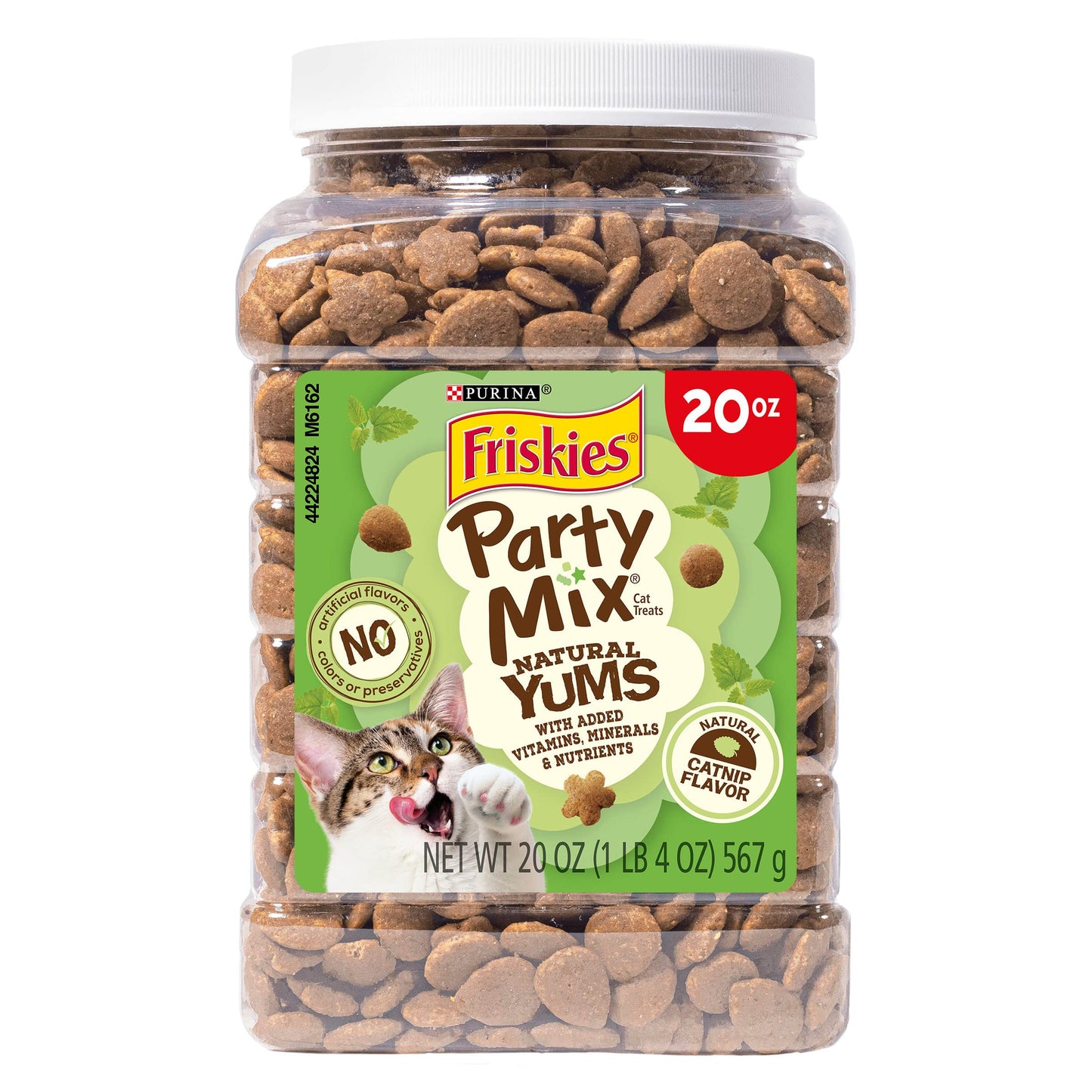 Purina Friskies Natural Cat Treats Party Mix Natural Yums With Real Salmon and Added Vitamins, Minerals and Nutrients - 20 oz. Canister