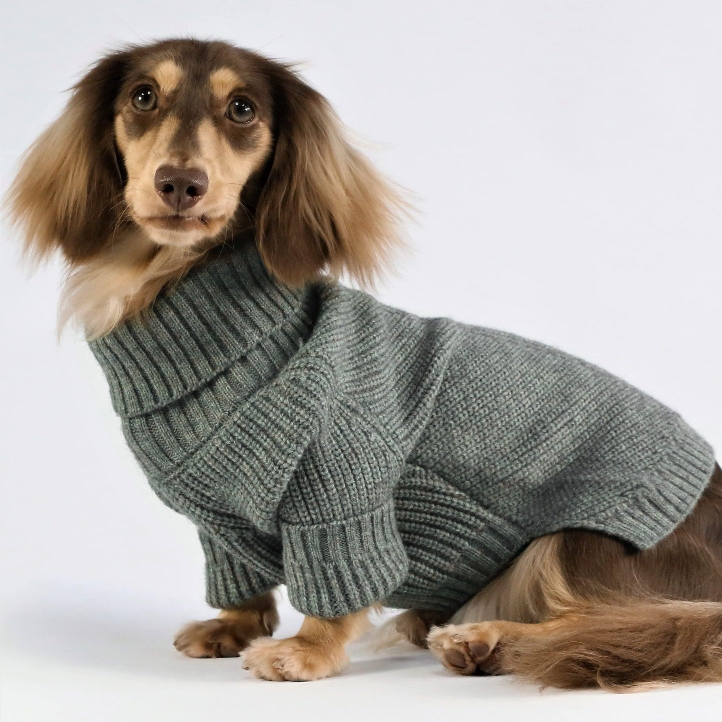 Fitwarm Thermal Knitted Dog Sweater Doggy Winter Coat Pet Clothes Doggie Turtleneck Jacket Puppy Outfits Cat Sweatsuit Sage Green Medium