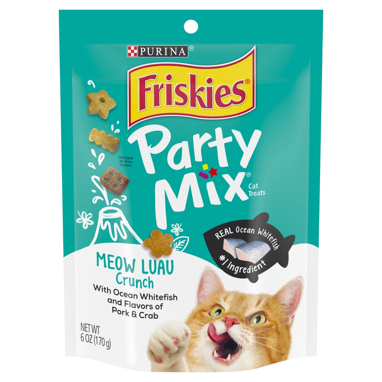 Purina Friskies Natural Cat Treats Party Mix Natural Yums With Real Salmon and Added Vitamins, Minerals and Nutrients - 20 oz. Canister