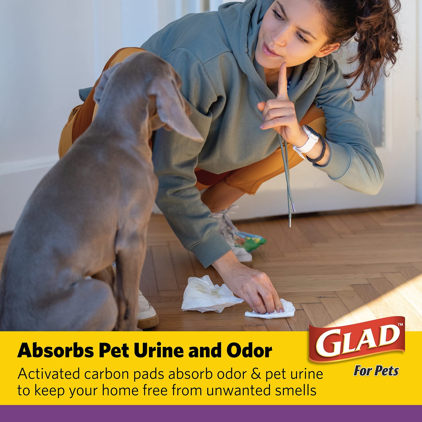 Glad for Pets Extra Large Charcoal Dog Training Pads - Absorbent Disposable Pee Pads for Dogs, Cats & Puppies - Jumbo-Size Potty Pads that Neutralize Urine Instantly - 30 Count Pet Supplies