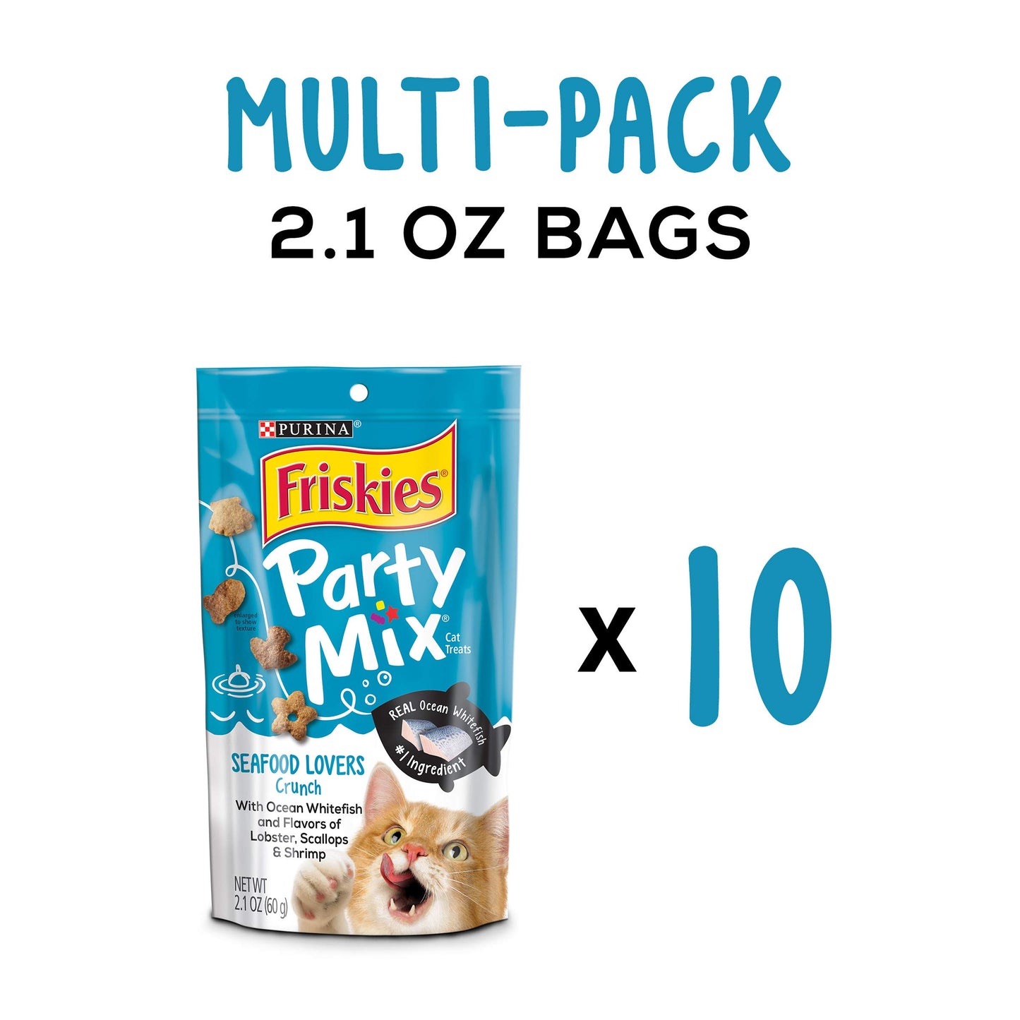 Purina Friskies Natural Cat Treats Party Mix Natural Yums With Real Salmon and Added Vitamins, Minerals and Nutrients - 20 oz. Canister