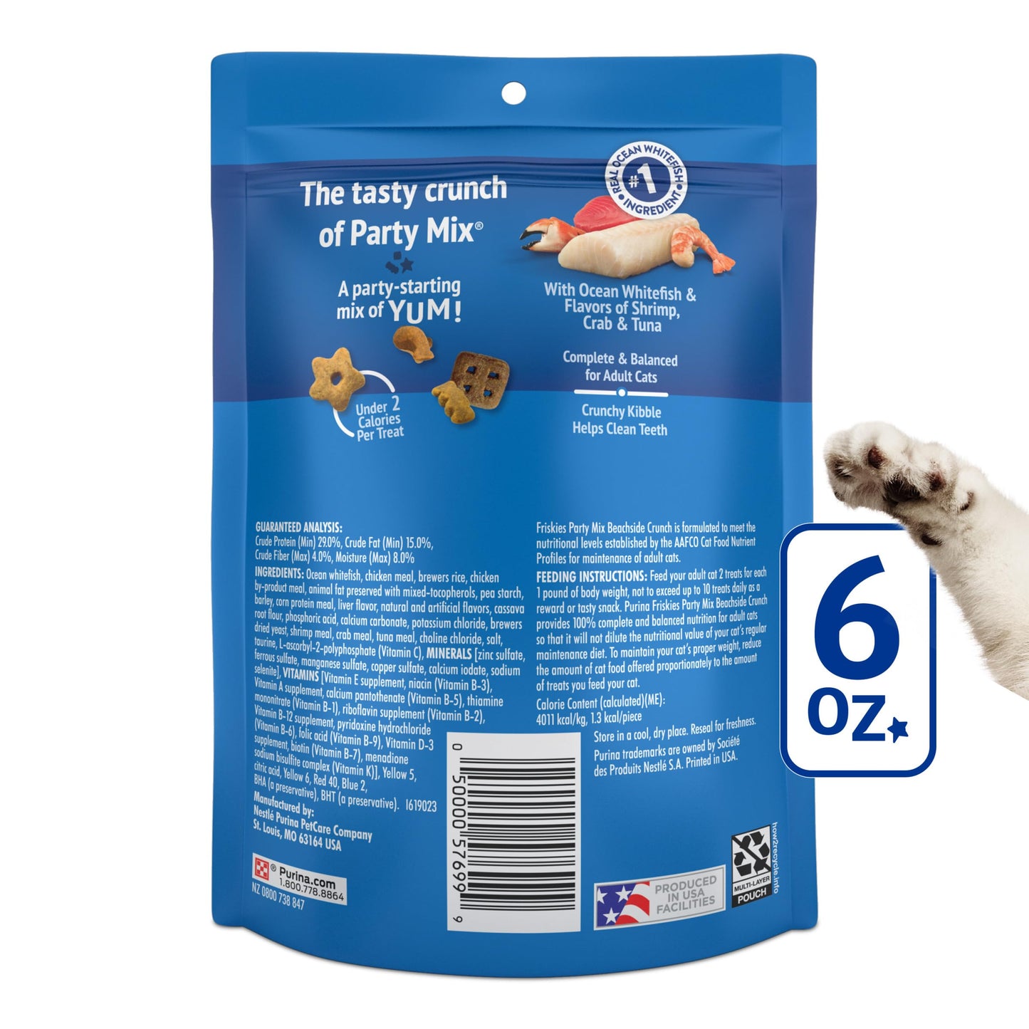 Purina Friskies Natural Cat Treats Party Mix Natural Yums With Real Salmon and Added Vitamins, Minerals and Nutrients - 20 oz. Canister