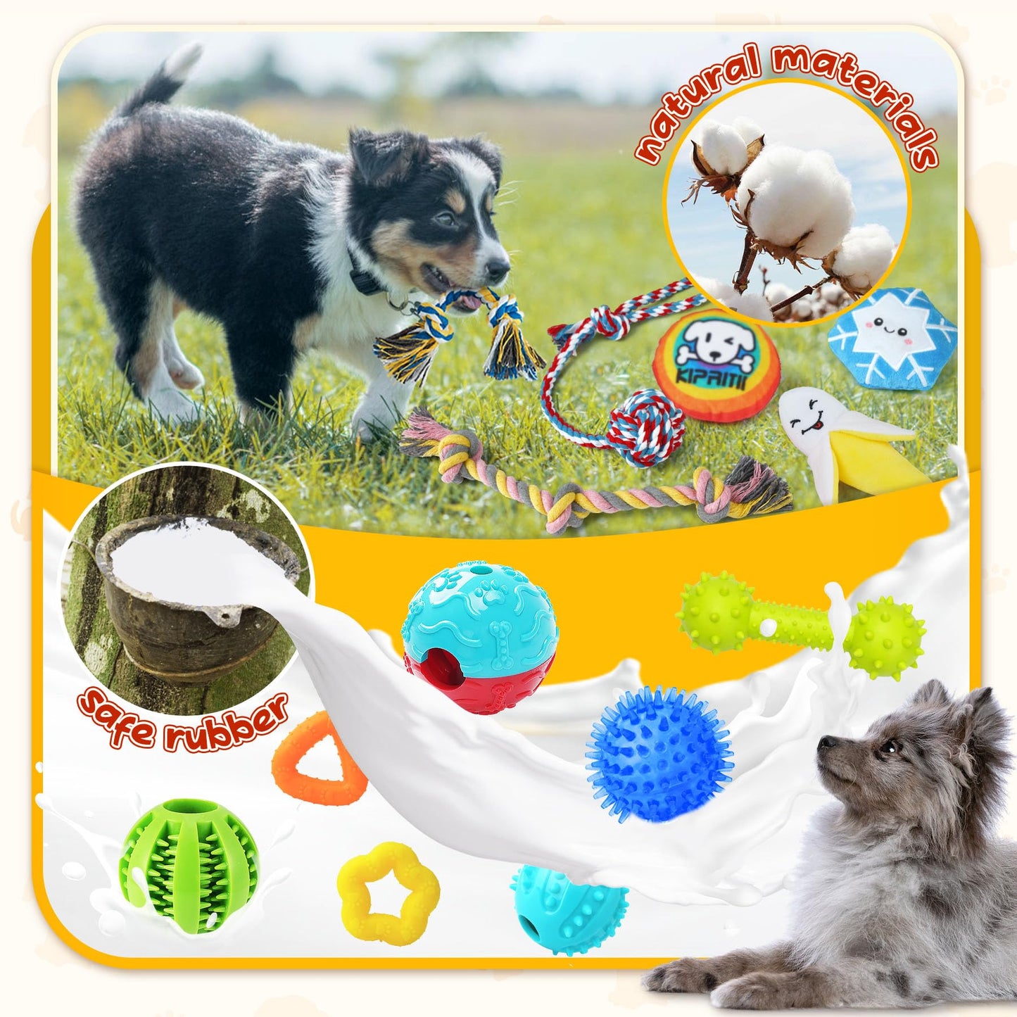 KIPRITII 25 Pack Various Puppy Dog Toys for Teething, Entertainment & Interaction, Puppy Chew Toys Pack with Rope Toys, Treat Balls and Dog Squeaky Toys for Puppy & Small Dogs