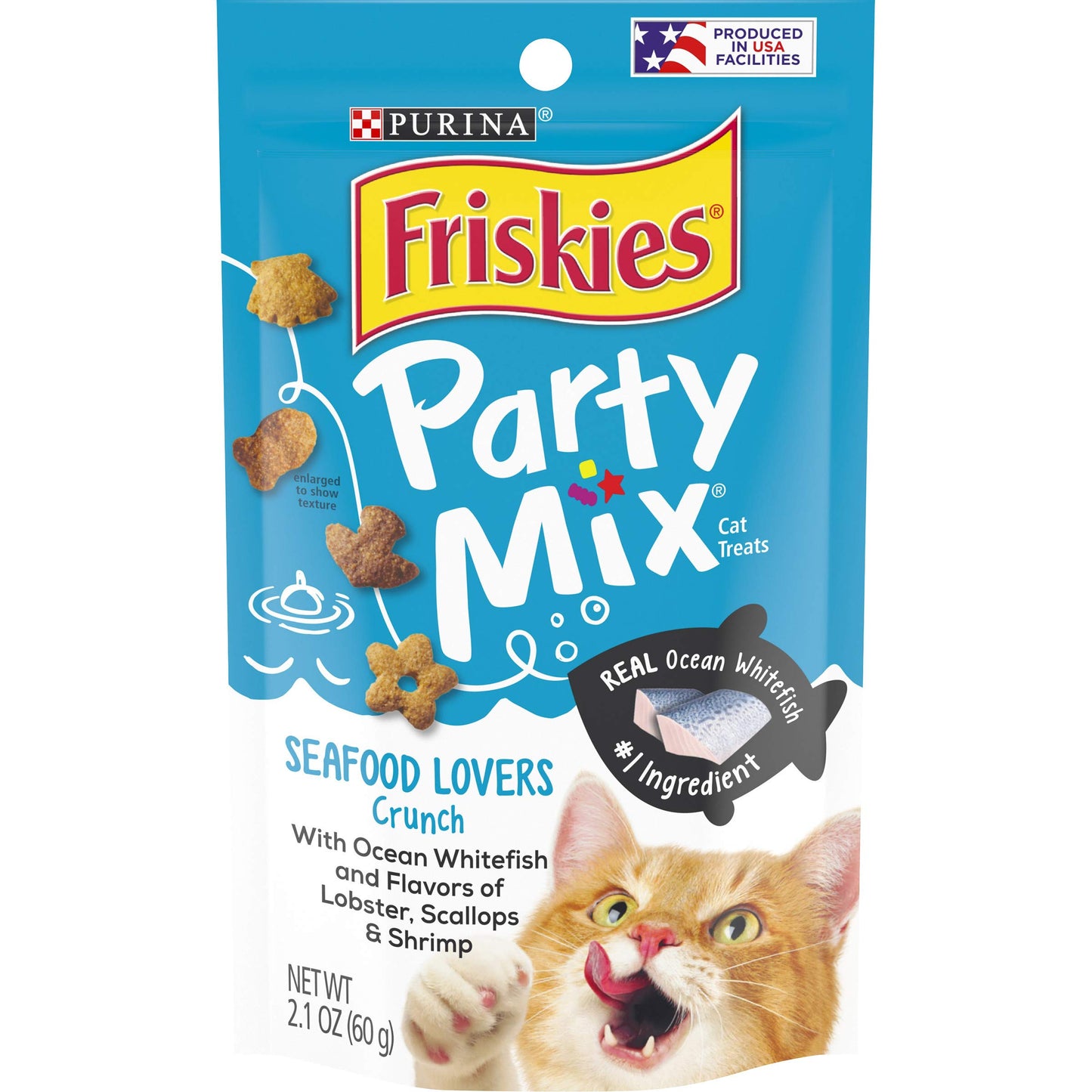 Purina Friskies Natural Cat Treats Party Mix Natural Yums With Real Salmon and Added Vitamins, Minerals and Nutrients - 20 oz. Canister