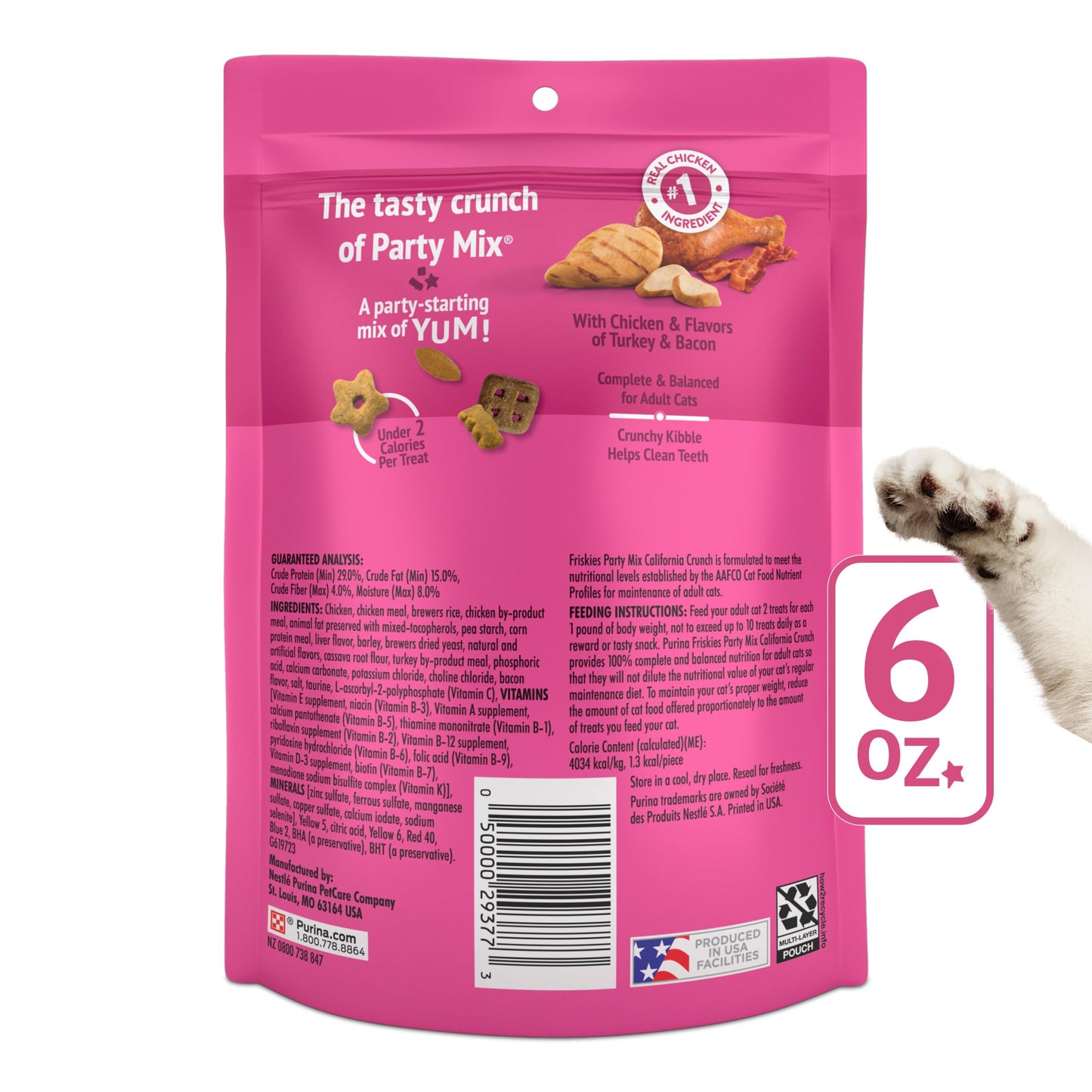 Purina Friskies Natural Cat Treats Party Mix Natural Yums With Real Salmon and Added Vitamins, Minerals and Nutrients - 20 oz. Canister