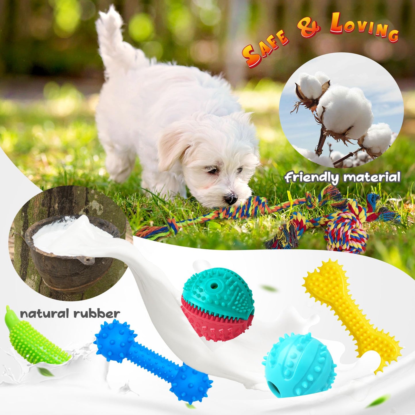 KIPRITII 25 Pack Various Puppy Dog Toys for Teething, Entertainment & Interaction, Puppy Chew Toys Pack with Rope Toys, Treat Balls and Dog Squeaky Toys for Puppy & Small Dogs