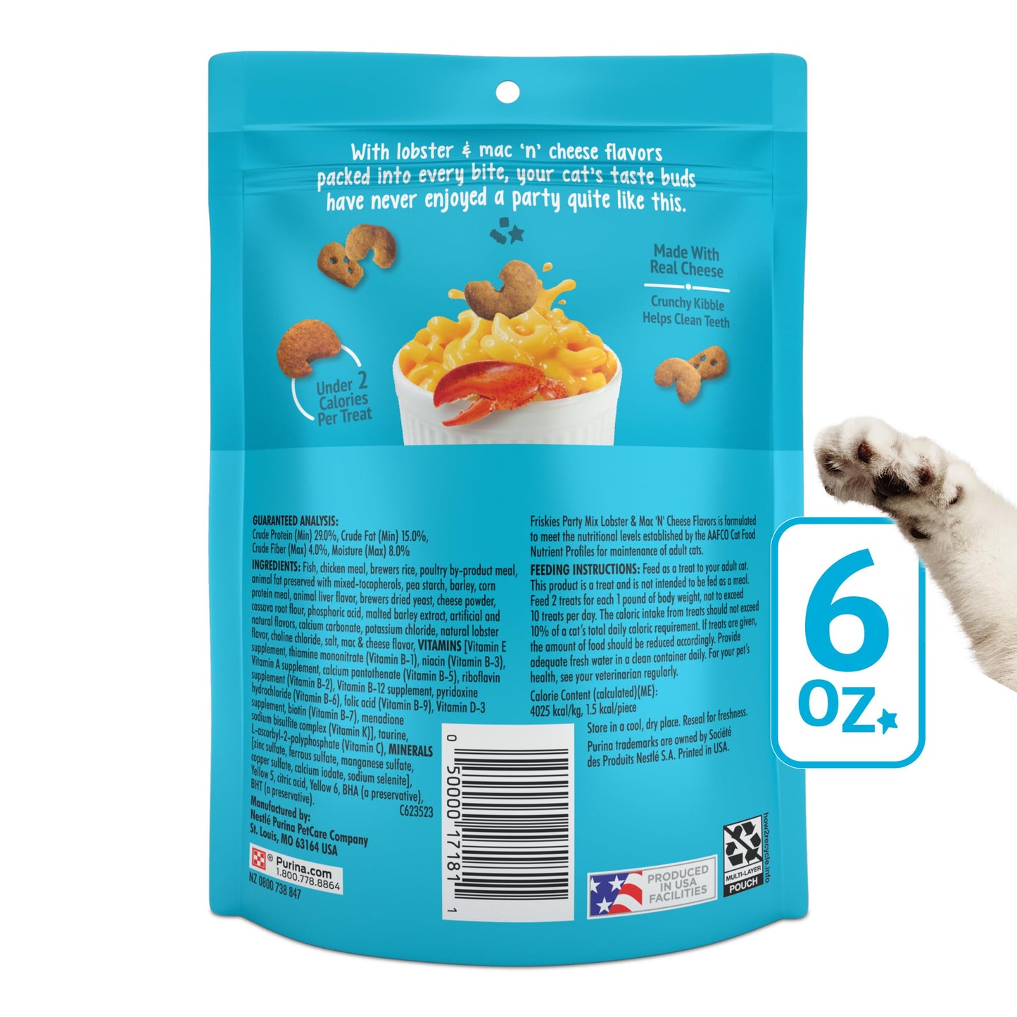 Purina Friskies Natural Cat Treats Party Mix Natural Yums With Real Salmon and Added Vitamins, Minerals and Nutrients - 20 oz. Canister