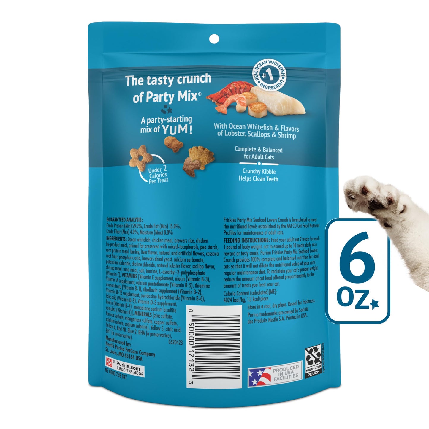 Purina Friskies Natural Cat Treats Party Mix Natural Yums With Real Salmon and Added Vitamins, Minerals and Nutrients - 20 oz. Canister