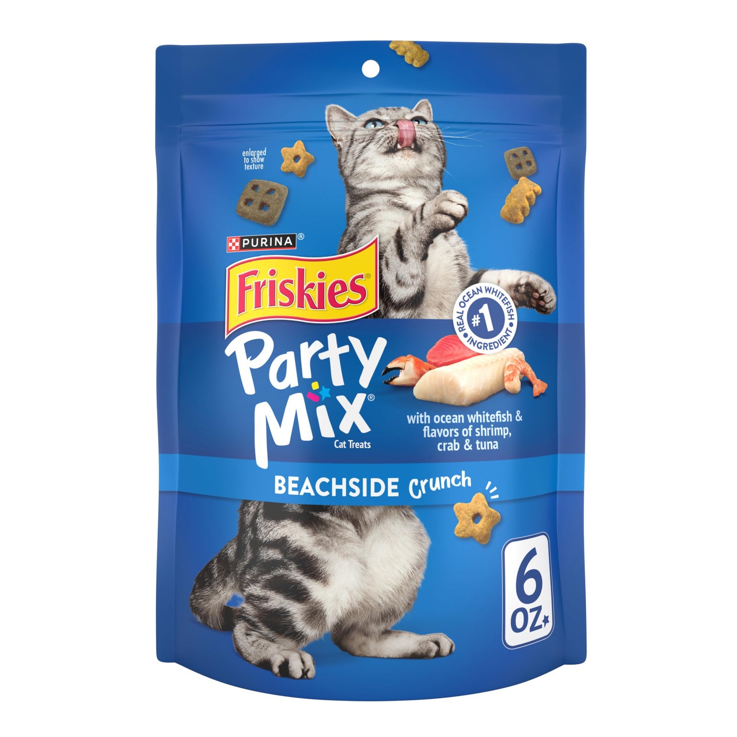 Purina Friskies Natural Cat Treats Party Mix Natural Yums With Real Salmon and Added Vitamins, Minerals and Nutrients - 20 oz. Canister