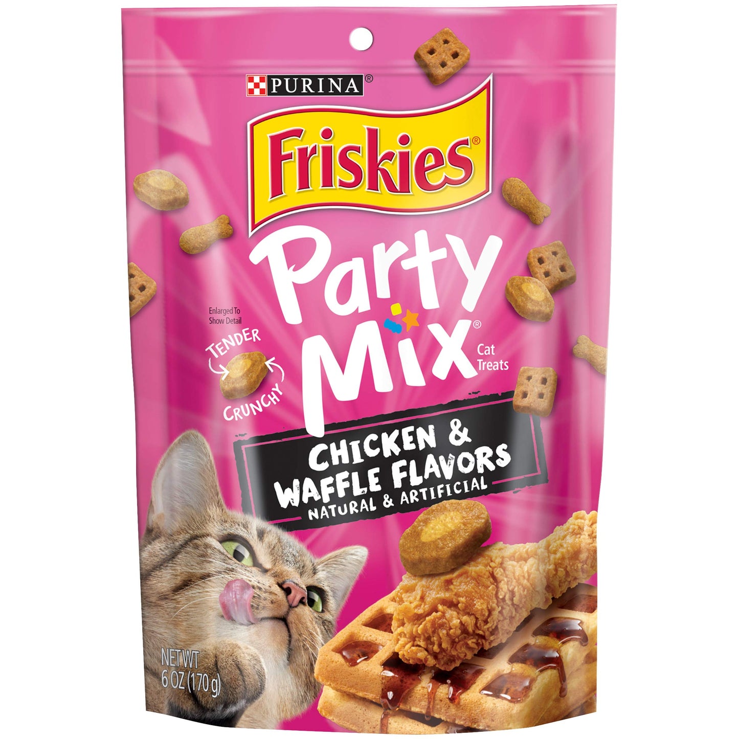 Purina Friskies Natural Cat Treats Party Mix Natural Yums With Real Salmon and Added Vitamins, Minerals and Nutrients - 20 oz. Canister