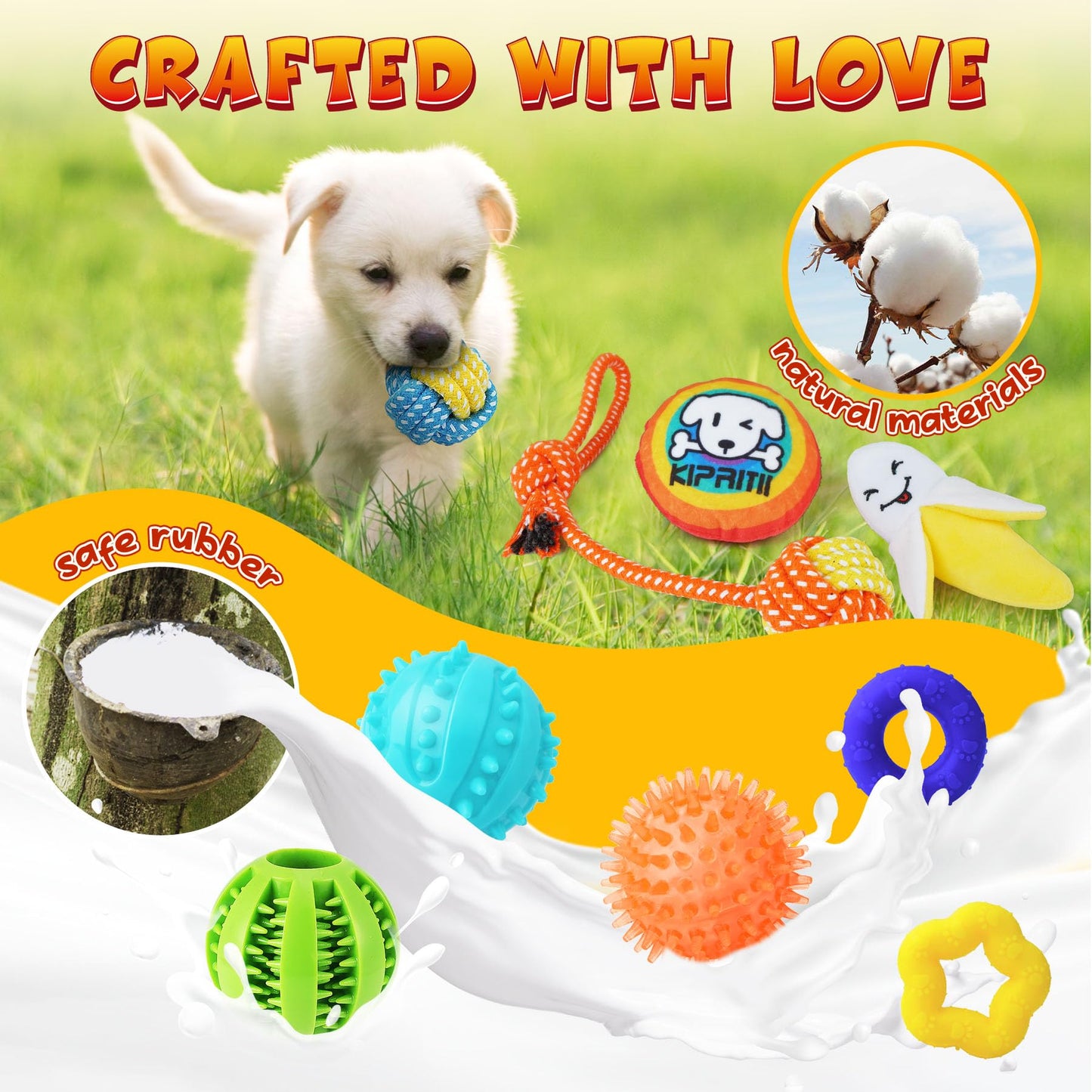 KIPRITII 25 Pack Various Puppy Dog Toys for Teething, Entertainment & Interaction, Puppy Chew Toys Pack with Rope Toys, Treat Balls and Dog Squeaky Toys for Puppy & Small Dogs