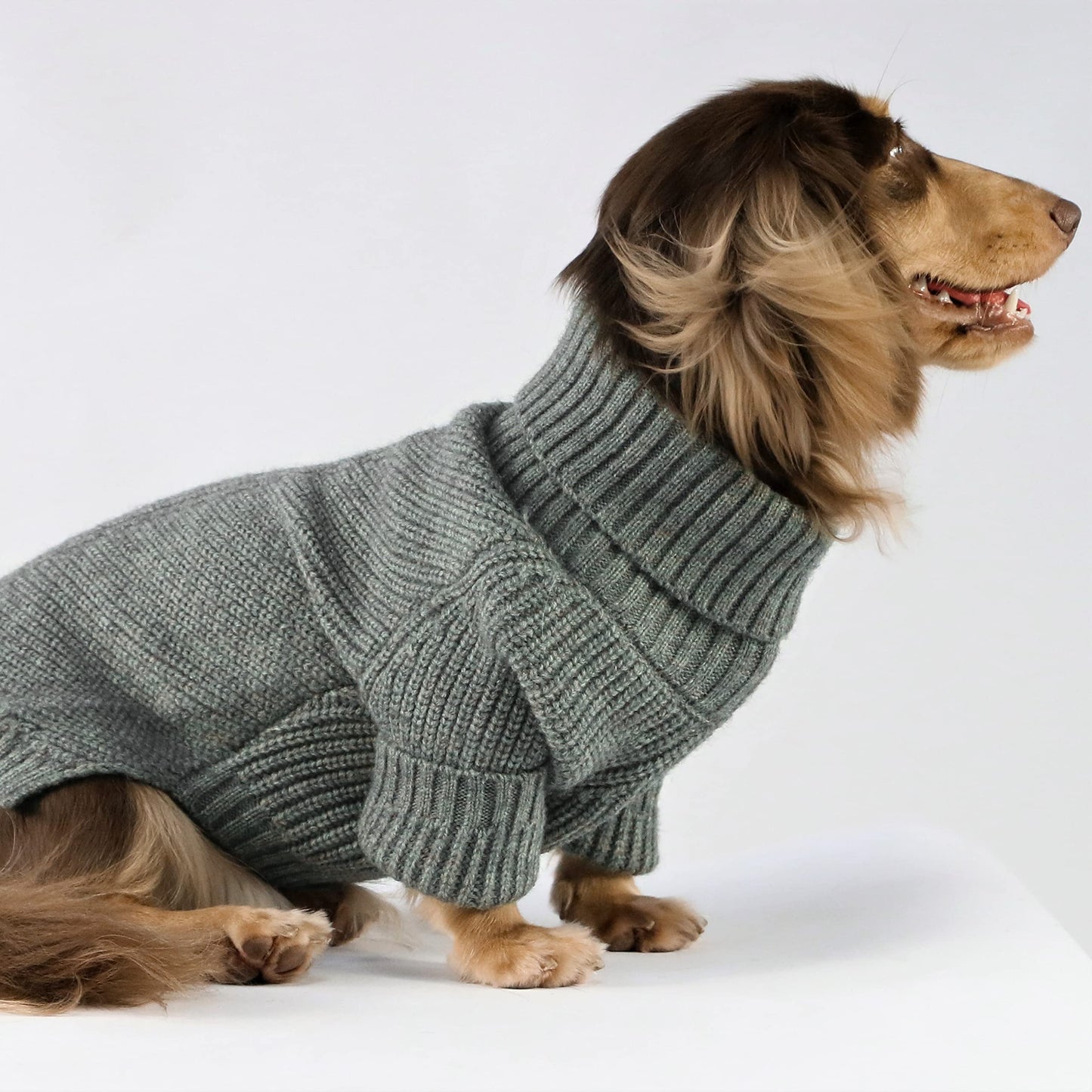 Fitwarm Thermal Knitted Dog Sweater Doggy Winter Coat Pet Clothes Doggie Turtleneck Jacket Puppy Outfits Cat Sweatsuit Sage Green Medium